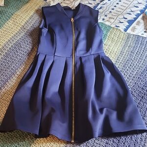 Dex Asymmetrical Dress in Navy Blue